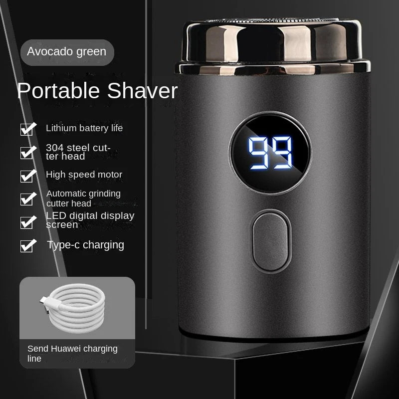 Small Steel Gun Shaver Type-C Rechargeable Digital Display Electric Men'S Razor Smart Portable Mini Travel Use