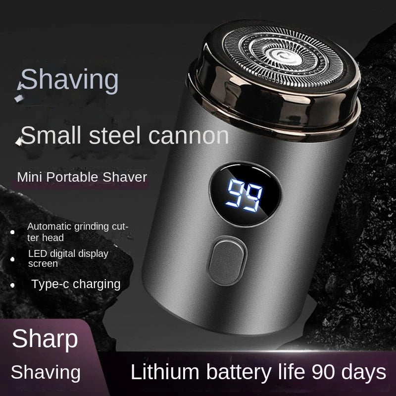 Small Steel Gun Shaver Type-C Rechargeable Digital Display Electric Men'S Razor Smart Portable Mini Travel Use